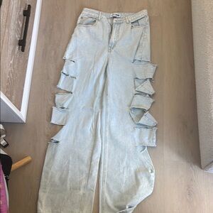 Fashion Nova Light Blue Distressed Jeans